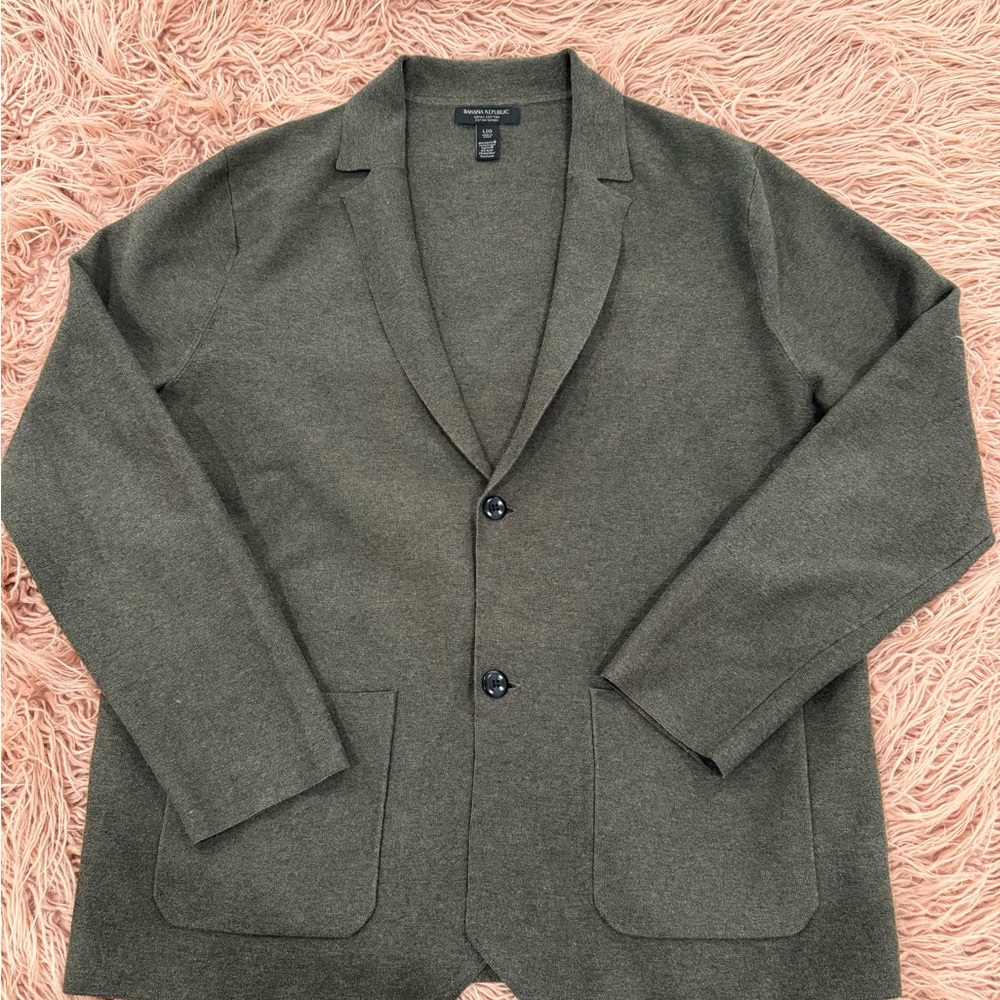 Banana Republic Olive Green Supima Sweater Blazer